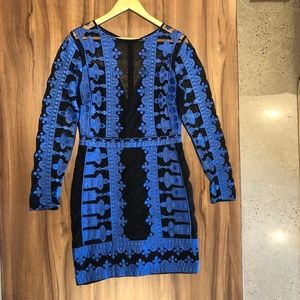 Nicole Miller embroidered mesh sheath